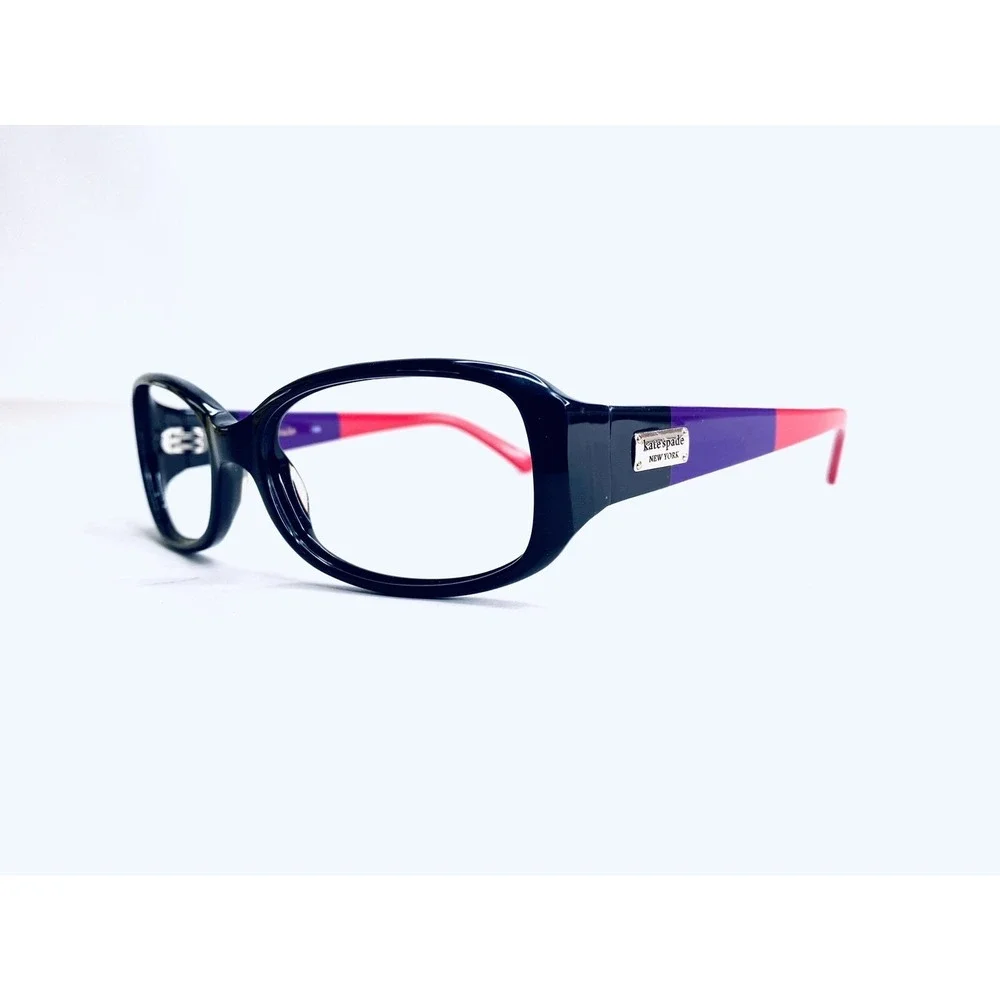 Kate Spade NY Black Purple Red Rectangular Wrap Eyeglasses Paxton 53 16 130